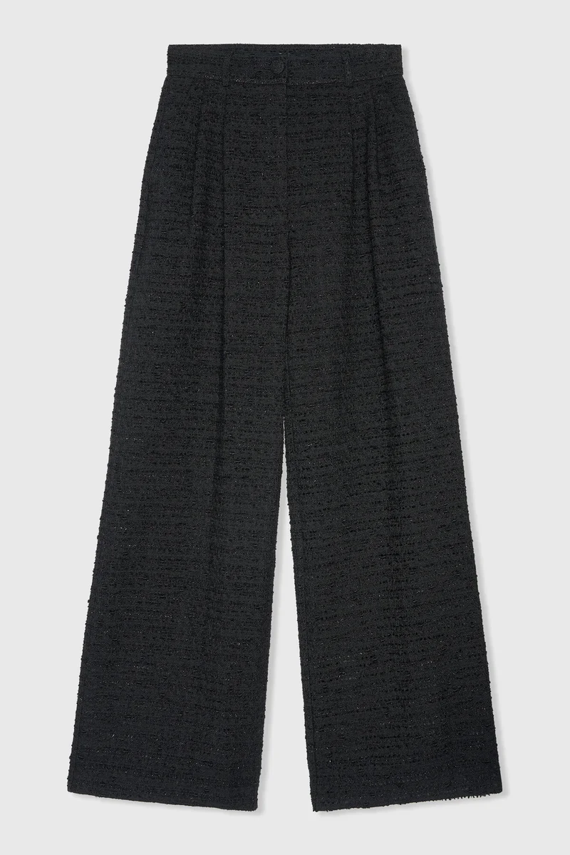 Zwarte Dames Broek Tweed Dollar Lurex