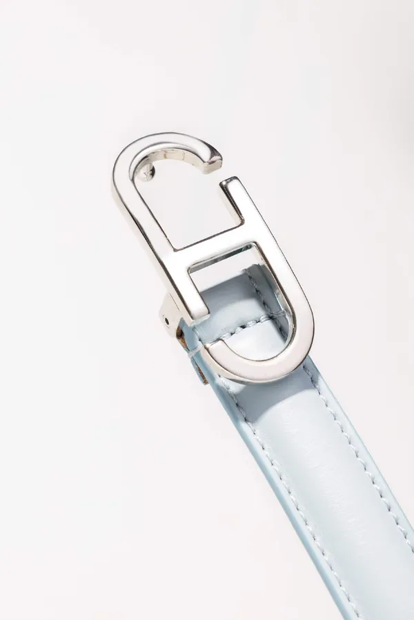 Leren Riem Dames Trophy Buckle Zilver Blauw