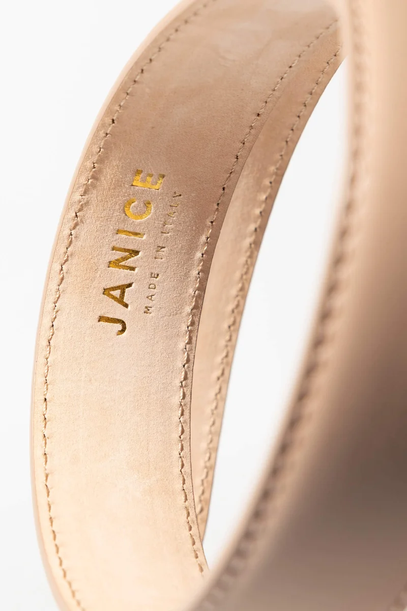 Leren Riem Dames Trophy Creme Gouden Buckle
