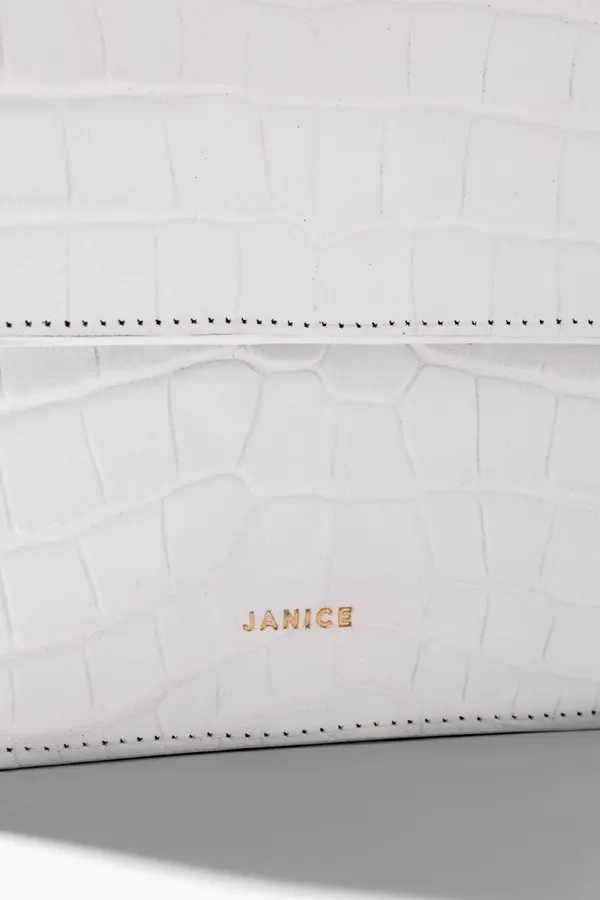 Leren Dames Tas Elias Croco Off White