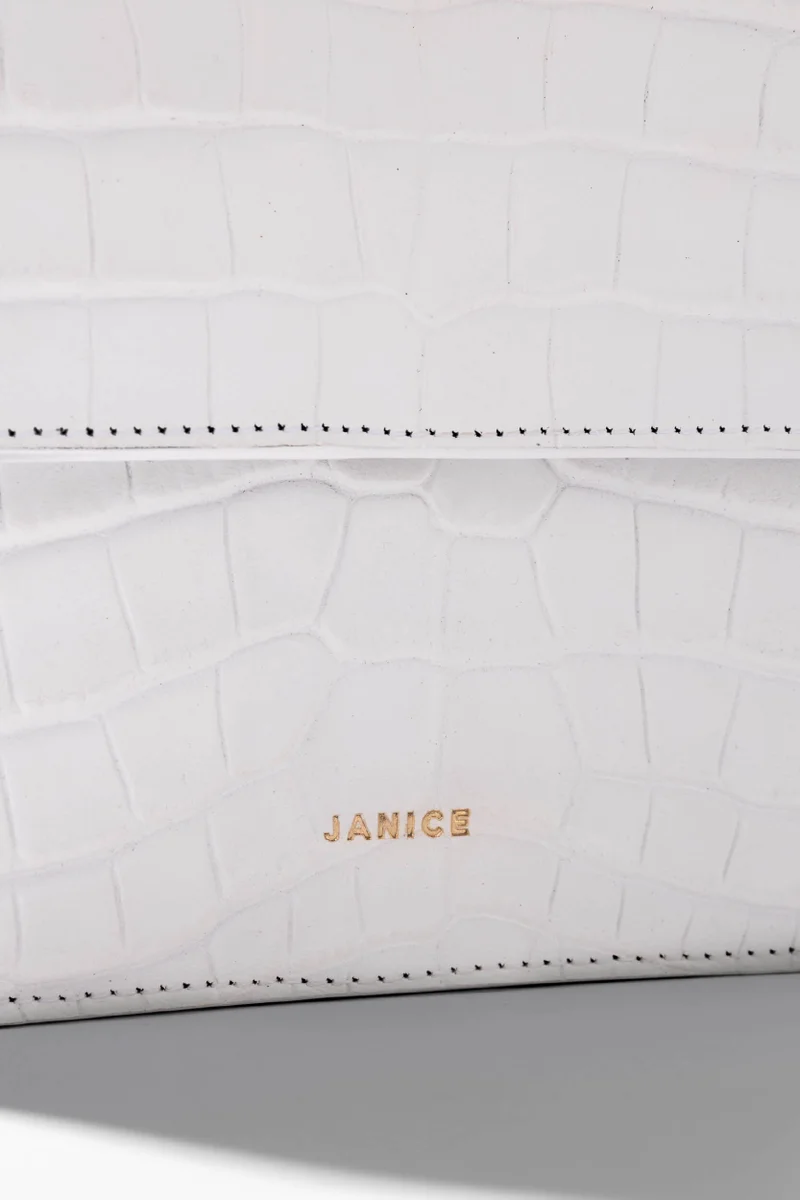 Leren Dames Tas Elias Croco Off White