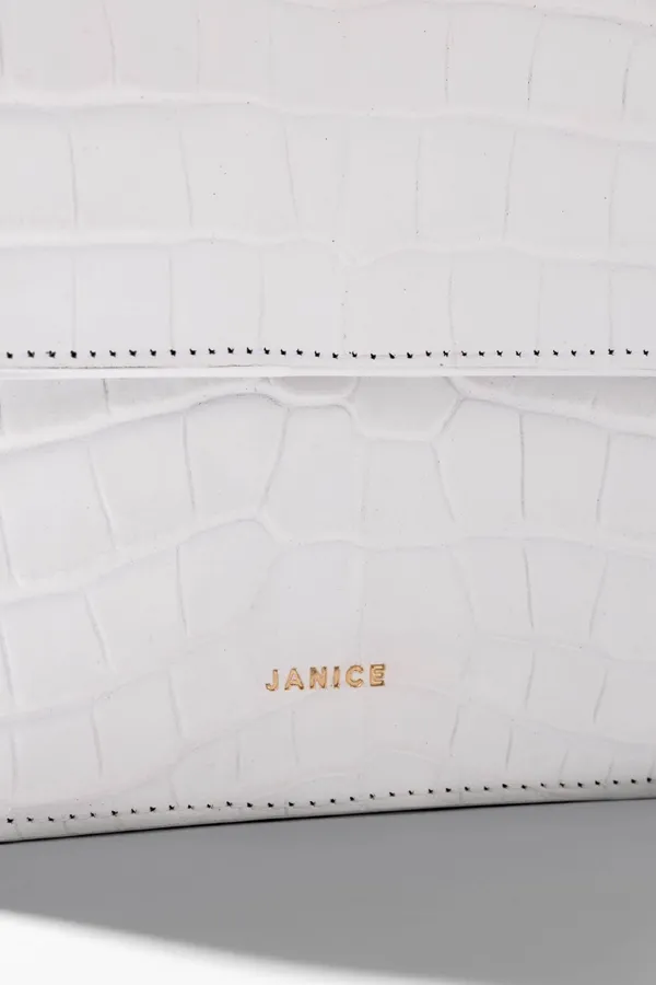 Leren Dames Tas Elias Croco Off White