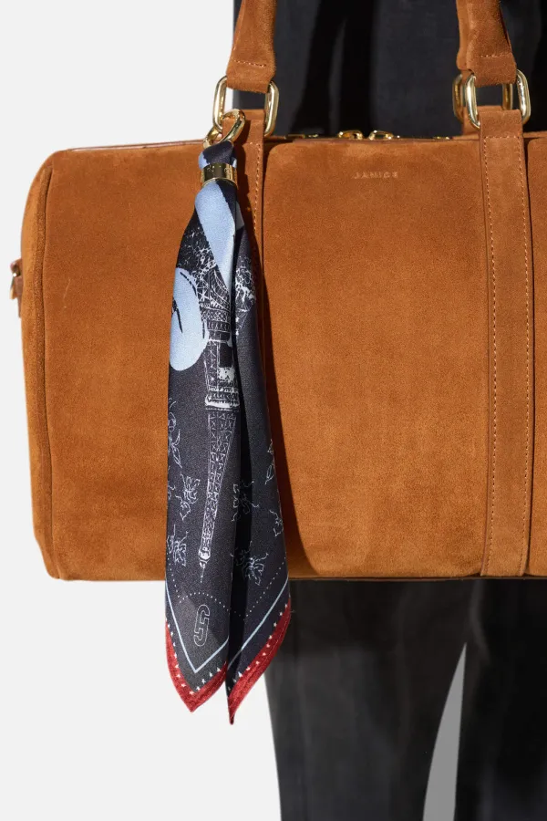 Bag Charm Zijden Sjaal Dames Effron Paris Bruin