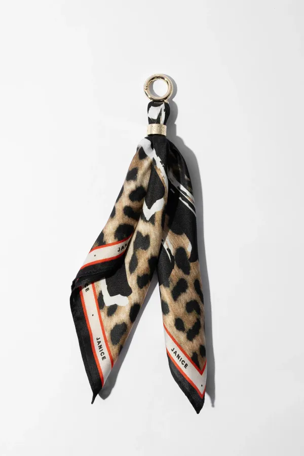 Bag Charm Zijden Sjaal Dames Effron Panterprint Bruin