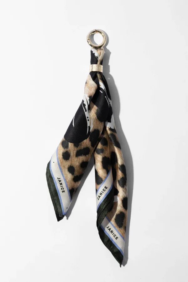 Bag Charm Zijden Sjaal Dames Effron Panterprint Groen