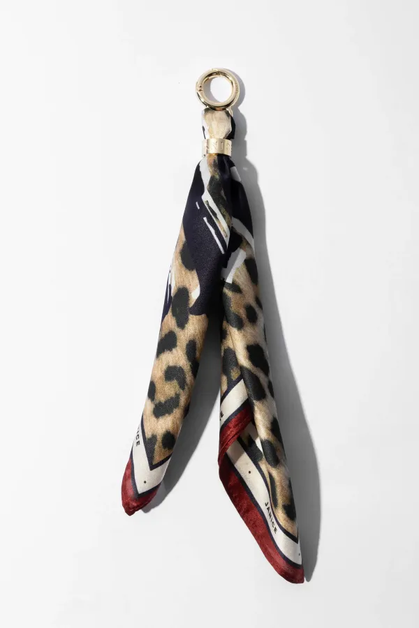 Bag Charm Zijden Sjaal Dames Effron Panterprint Rood