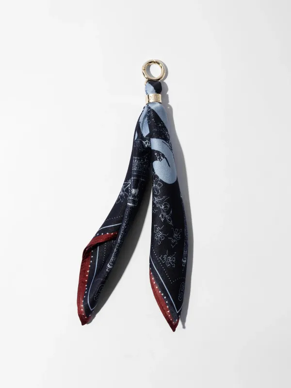 Bag Charm Zijden Sjaal Dames Effron Paris Blauw