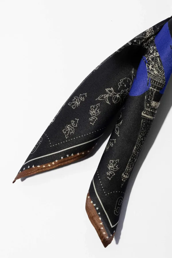 Bag Charm Zijden Sjaal Dames Effron Paris Bruin