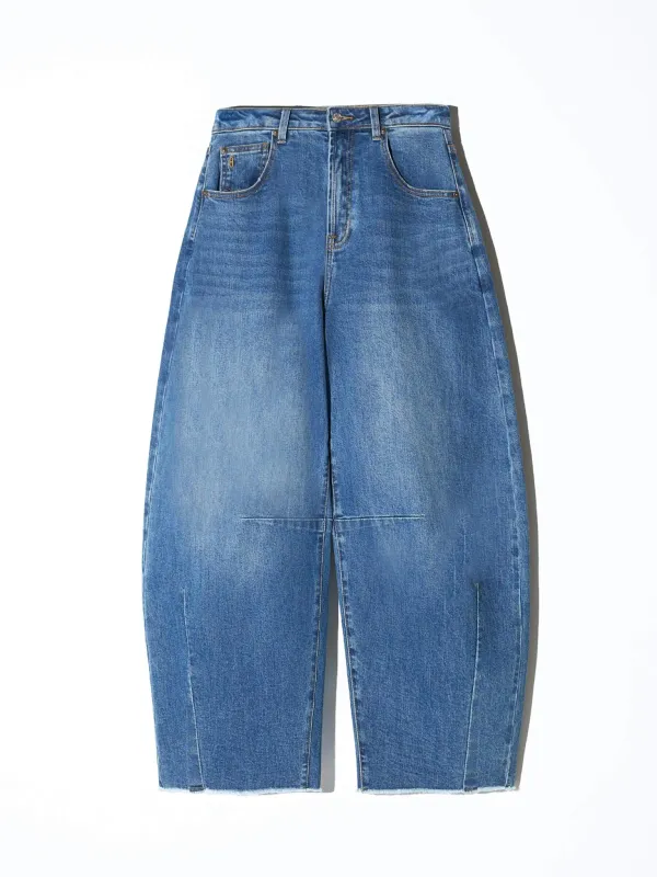 Barrel Jeans Dames Mid Rise Stretch Billy Blauw 258
