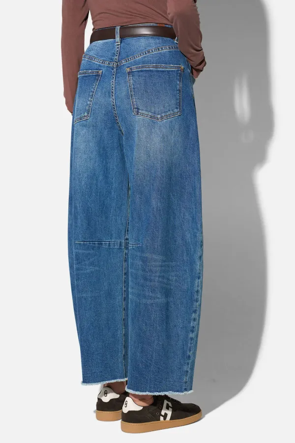 Barrel Jeans Dames Mid Rise Stretch Billy Blauw 258