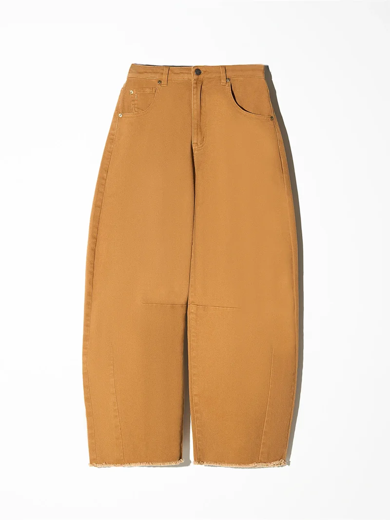 Barrel Jeans Dames Mid Rise Stretch Billy Cognac