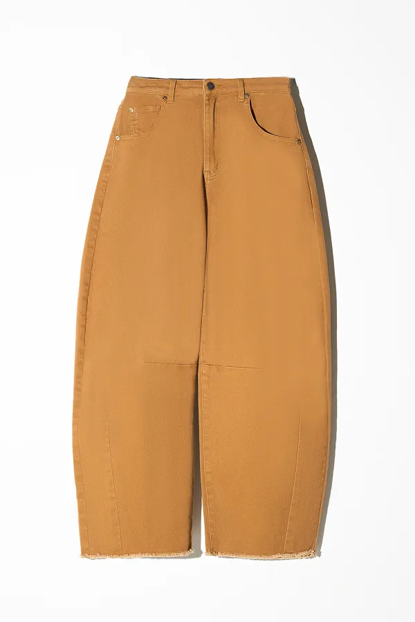 Barrel Jeans Dames Mid Rise Stretch Billy Cognac