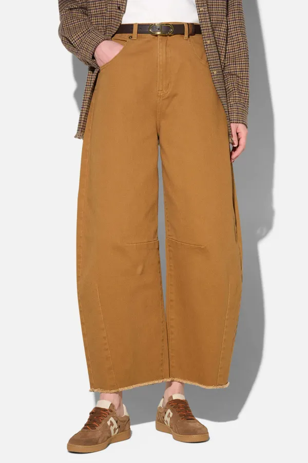 Barrel Jeans Dames Mid Rise Stretch Billy Cognac