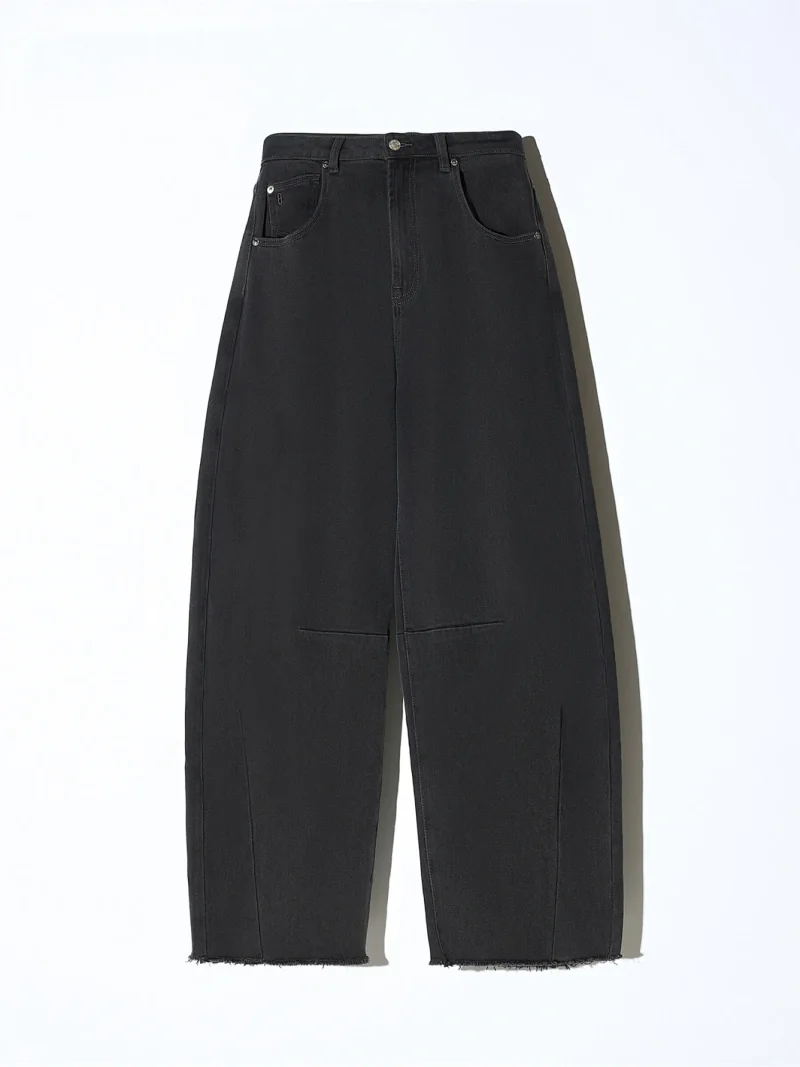 Barrel Jeans Dames Mid Rise Stretch Billy Zwart 813