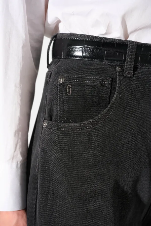 Barrel Jeans Dames Mid Rise Stretch Billy Zwart 813