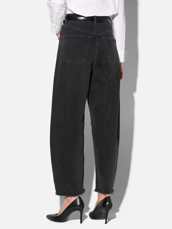 Barrel Jeans Dames Mid Rise Stretch Billy Zwart 813