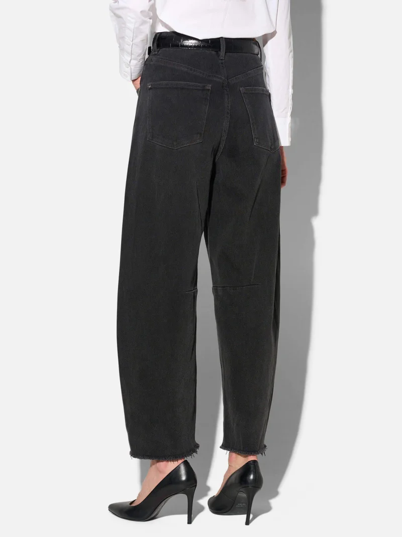 Barrel Jeans Dames Mid Rise Stretch Billy Zwart 813
