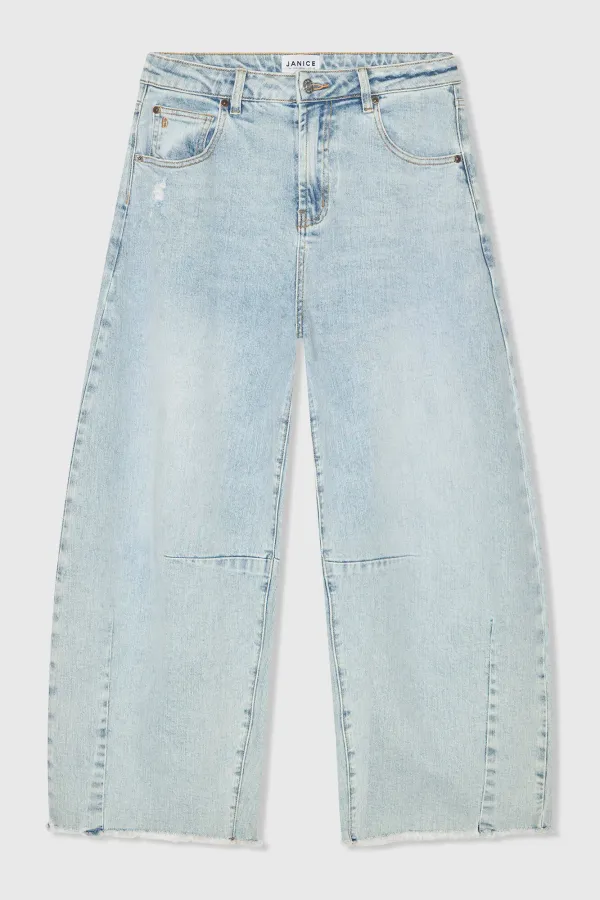 Barrel Jeans Dames Mid Rise Stretch Blauw 565 Billy
