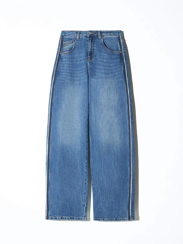 Barrel Jeans Dames Stretch Mid Rise Baxter Blauw 258