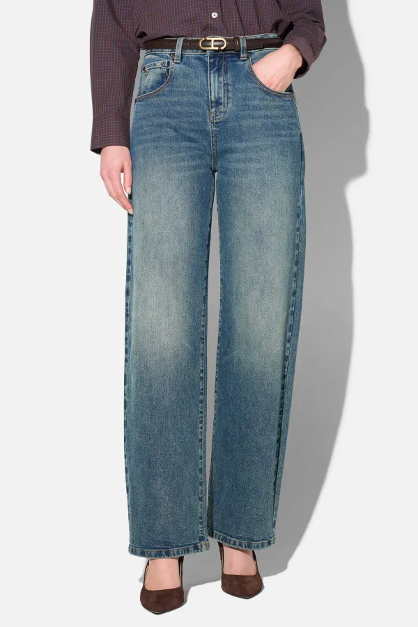 Barrel Jeans Dames Stretch Mid Rise Baxter Blauw 357