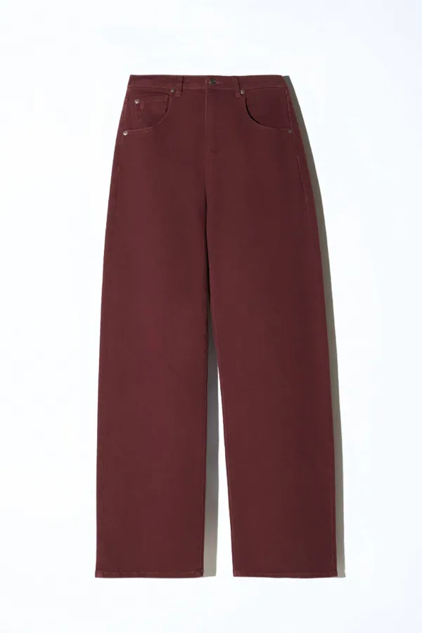 Barrel Jeans Dames Stretch Mid Rise Baxter Burgundy