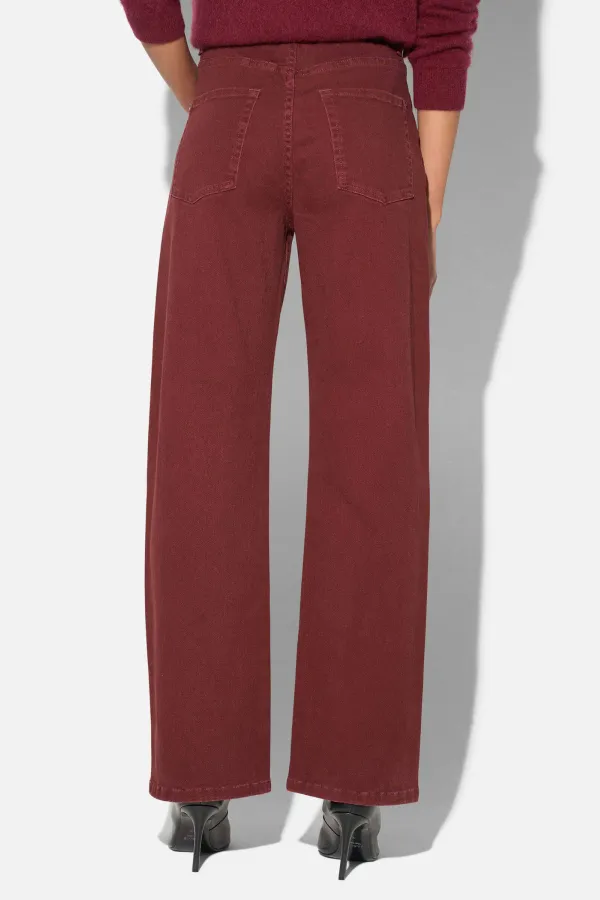 Barrel Jeans Dames Stretch Mid Rise Baxter Burgundy