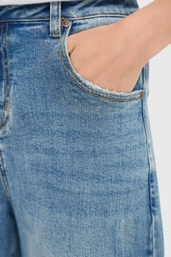 Barrel Jeans Dames Stretch Mid Rise BAXTER Blauw 786