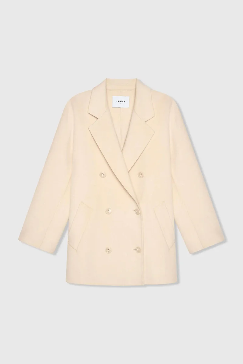 Cashmere Caban Jas Dames Double Face Kennedy Beige