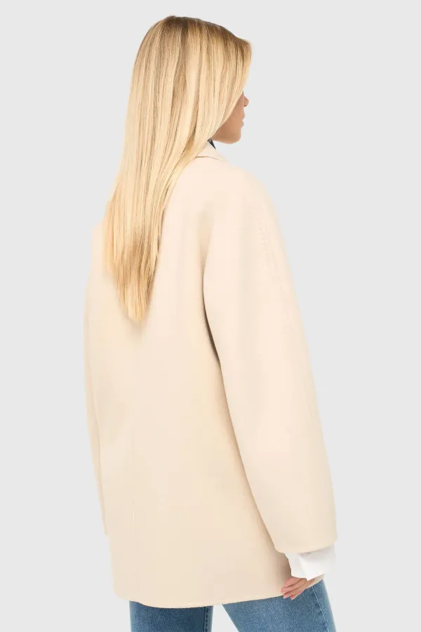 Cashmere Caban Jas Dames Double Face Kennedy Beige