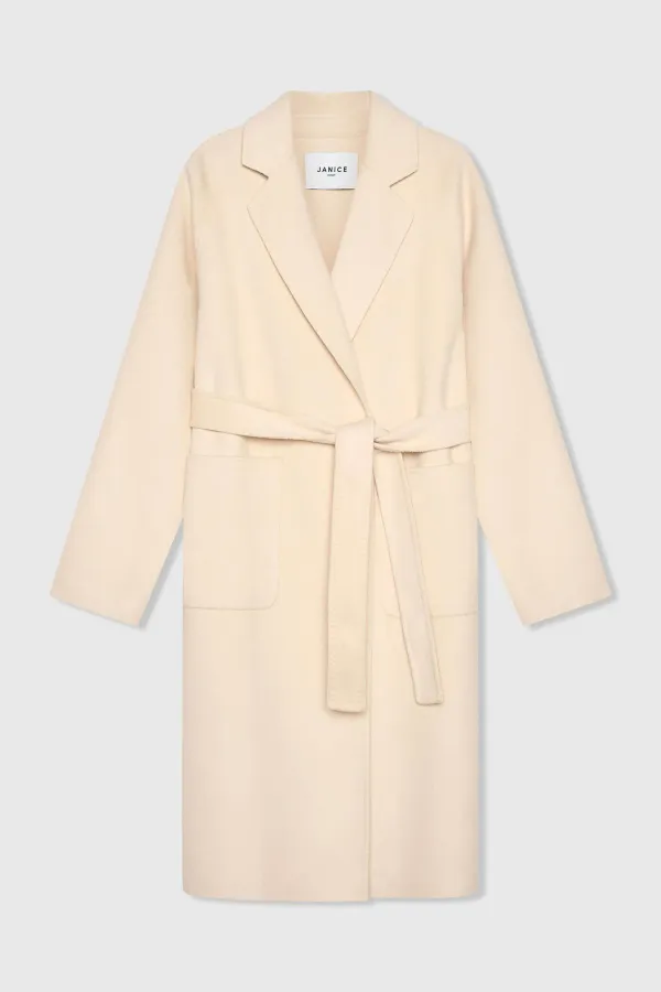 Cashmere Dames Jas Lang Double Face Jules Beige