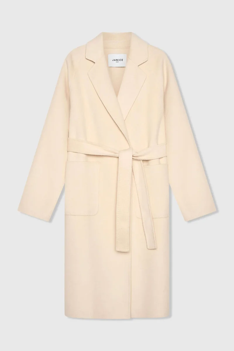 Cashmere Dames Jas Lang Double Face Jules Beige