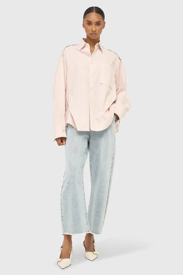 Beige Gestreepte Dames Blouse Phil