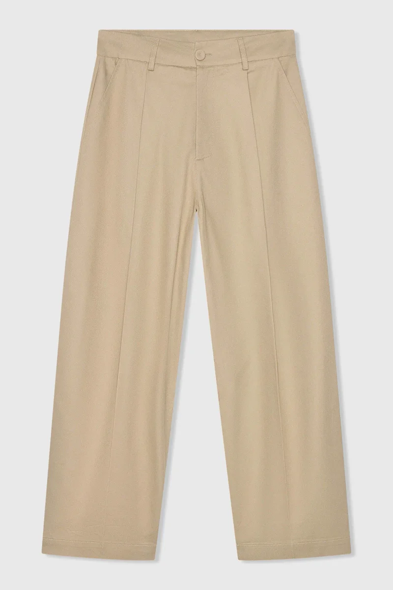 Beige Katoenen Paperbag Broek Steekzakken Barrel Balti