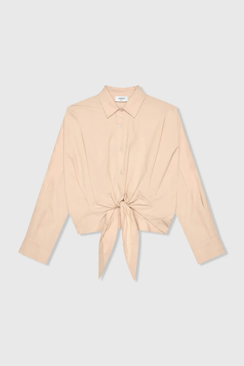 Beige Katoenen Strik Blouse Dames David
