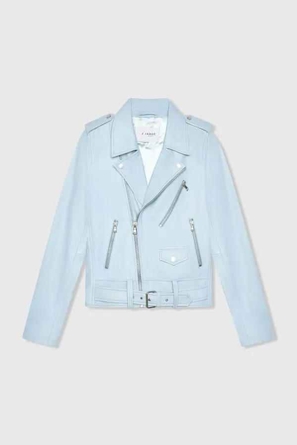 Blauw Leren Biker Jack Burke