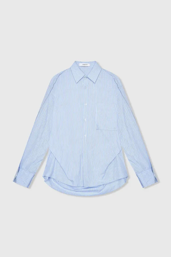 Blauwe Gestreepte Dames Blouse Phil