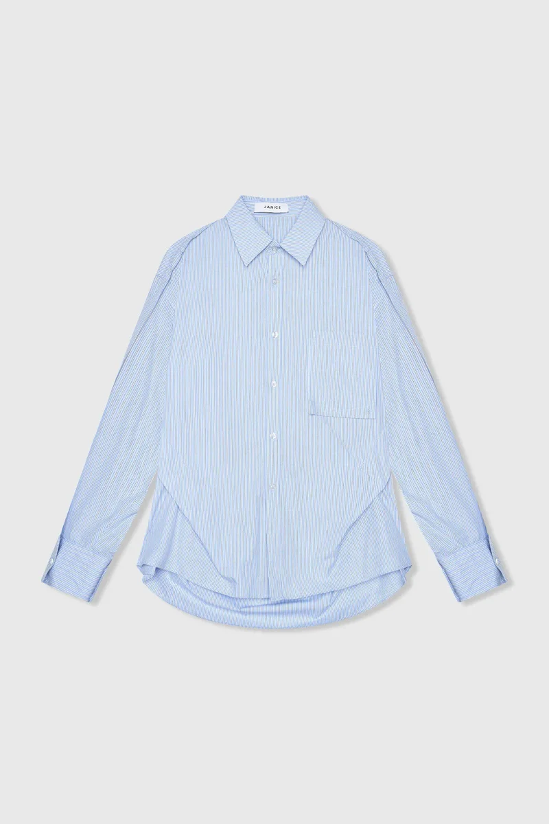 Blauwe Gestreepte Dames Blouse Phil