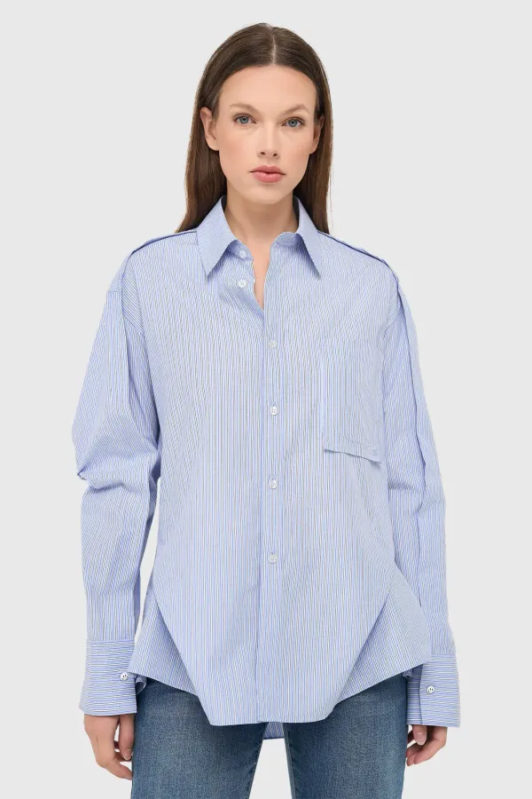 Blauwe Gestreepte Dames Blouse Phil