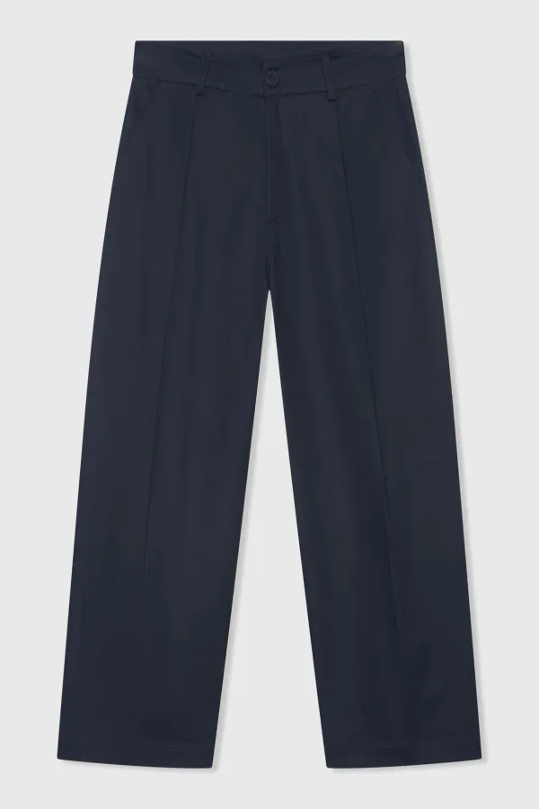 Blauwe Katoenen Paperbag Broek Steekzakken Barrel Balti