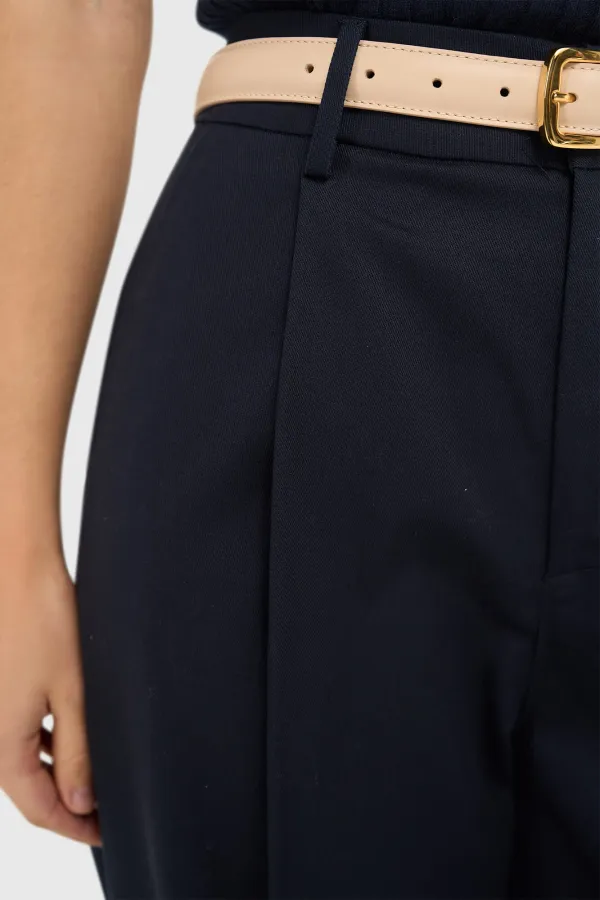 Blauwe Katoenen Paperbag Broek Steekzakken Barrel Balti