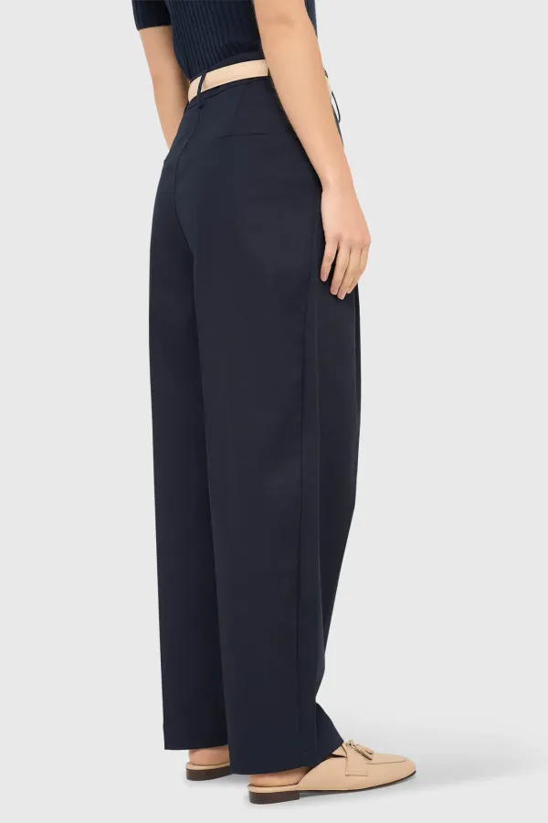 Blauwe Katoenen Paperbag Broek Steekzakken Barrel Balti