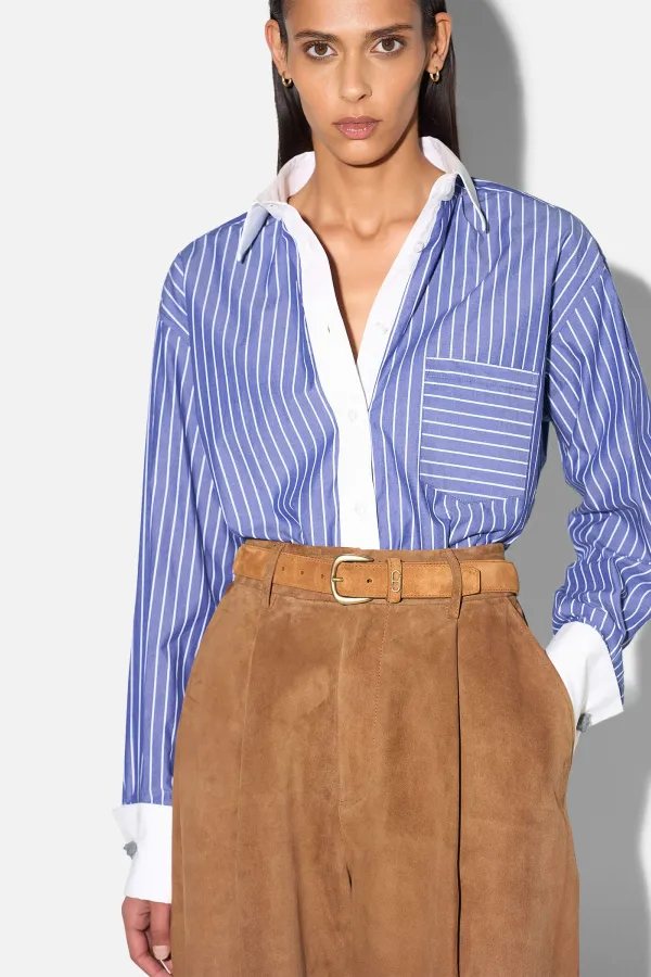 Blauwe Streep Blouse Dames Katoen Boyfriend Russ