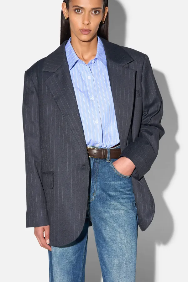Blazer Dames Boyfriend Blauw Krijtstreep Oxen