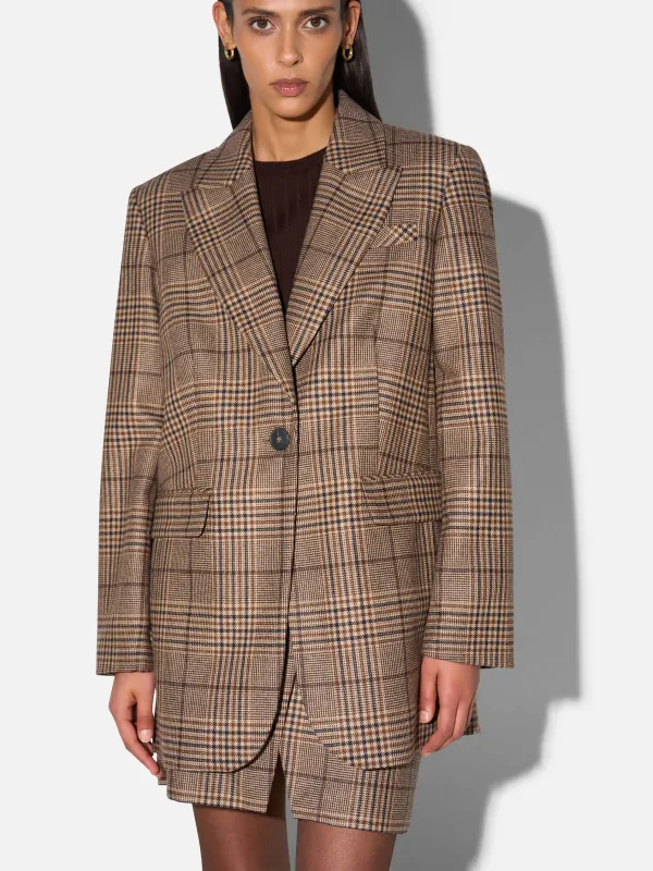 Blazer Dames Boyfriend Bruin Grote Ruit Hank