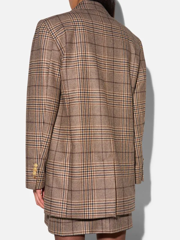Blazer Dames Boyfriend Bruin Grote Ruit Hank