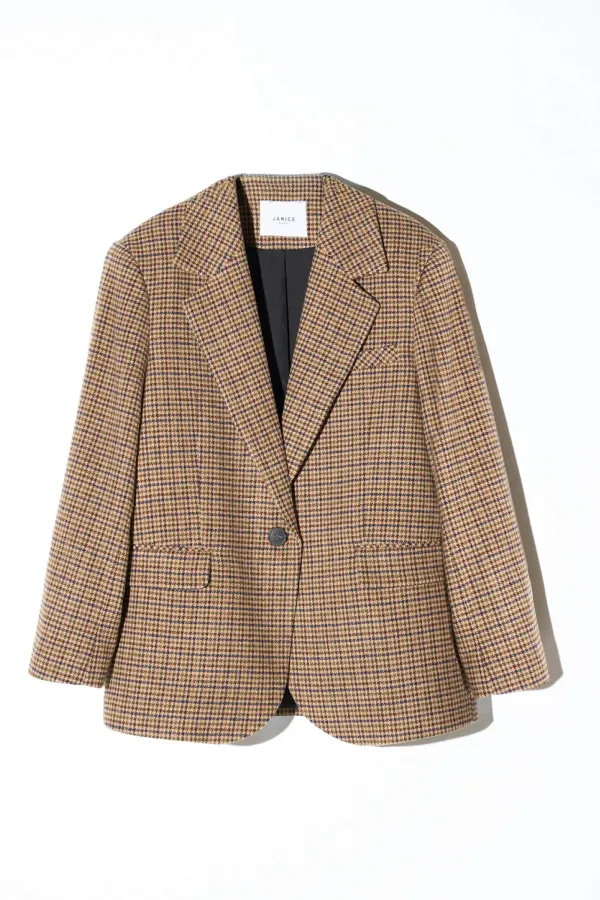 Blazer Dames Boyfriend Bruin Ruit Oxen