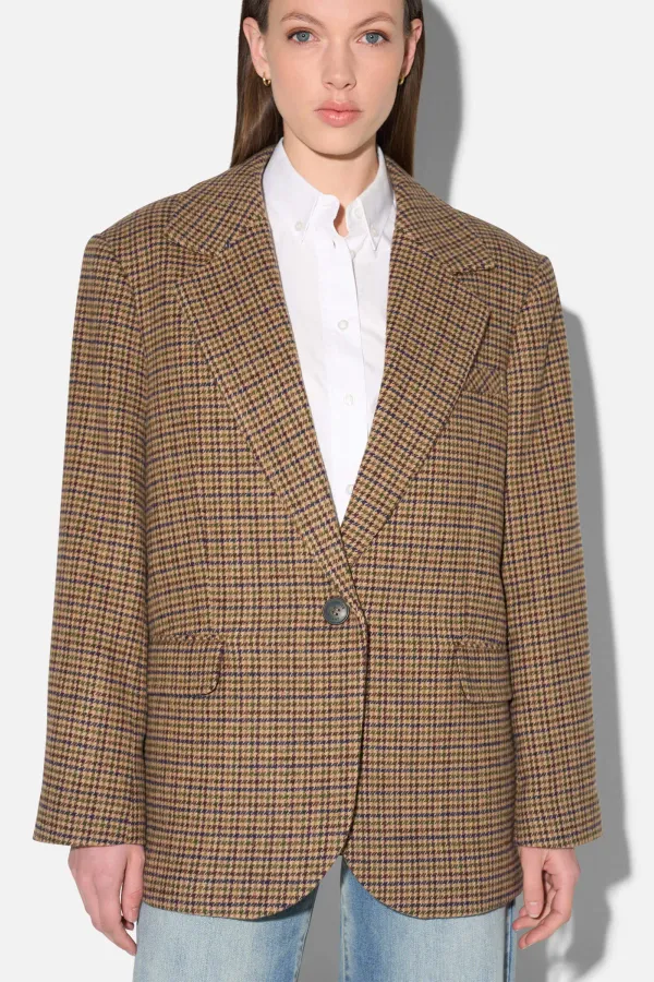 Blazer Dames Boyfriend Bruin Ruit Oxen