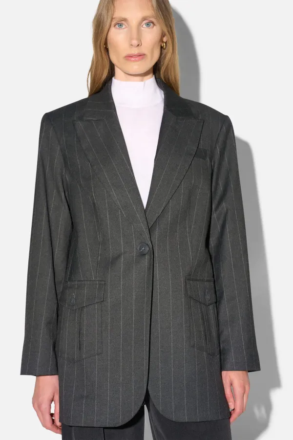 Blazer Dames Boyfriend Zwart Krijtstreep Hank