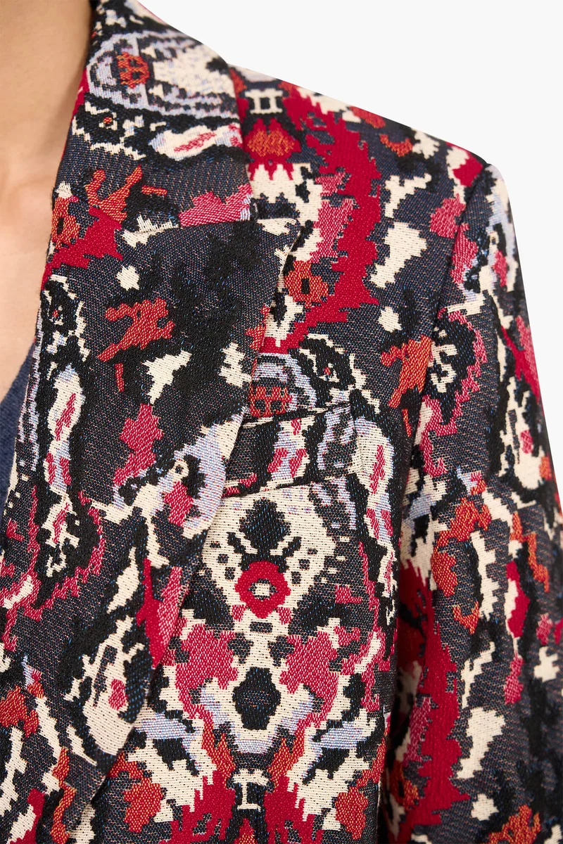 Oversized Blazer Dames Jacquard Hank Aztec Rood