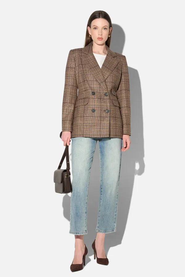 Blazer Dames Jasje Bruin Grote Ruit Martin